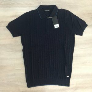 Stefano Ricci Dark Navy Polo Zip-up T-shirt Men "M